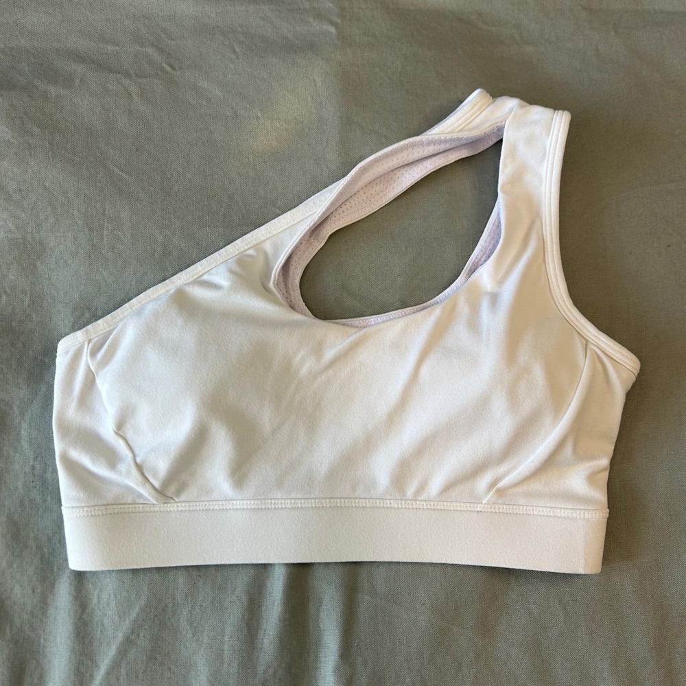 ATHLETA White One Shoulder Sports Bra Tank‎ Top Workout Athleisure Size S